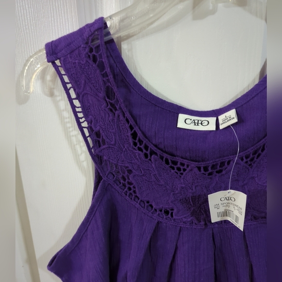 Cato Top Size L Purple Pull Over Lace Around Neckline Sleeveless New With Tags - Picture 2 of 9